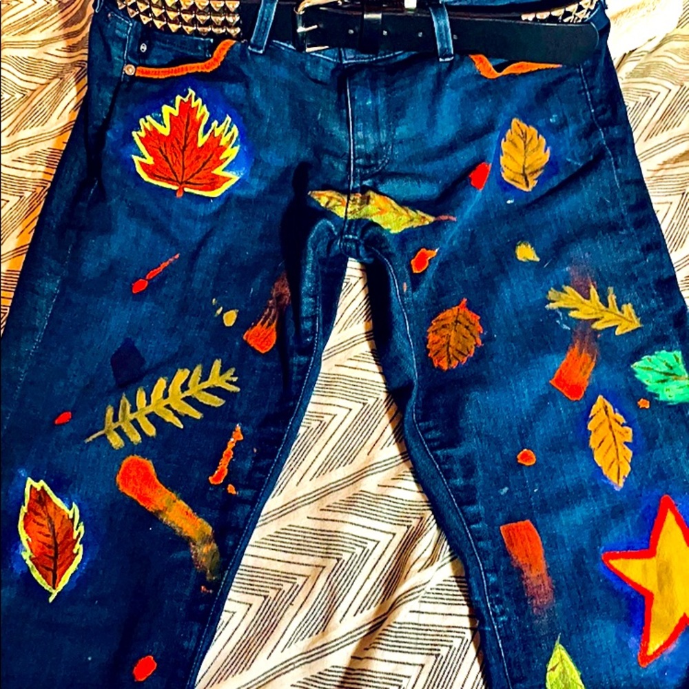 A custom pair of AG Adriano Goldschmied’s. Titled “Autumn Splendor” W30L32
